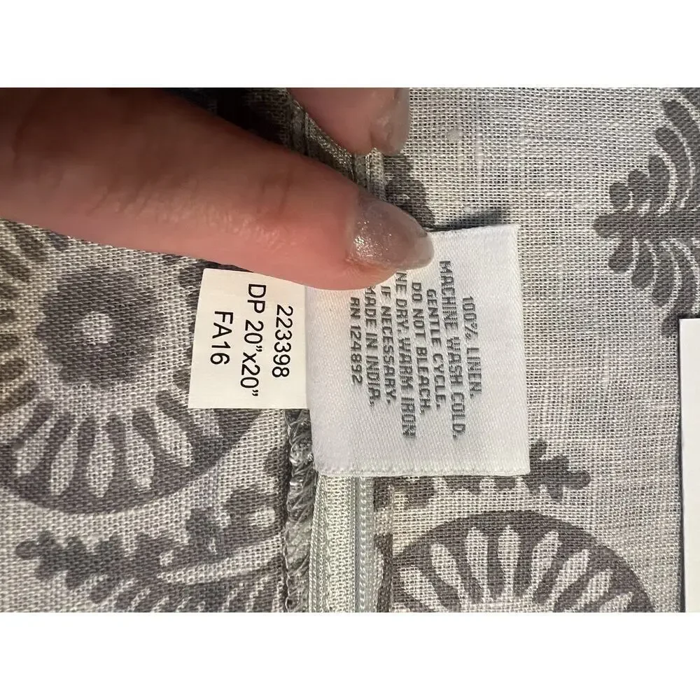 NWT Serena‎ & Lily Pillow Cover (20” SQ) Gray 100% Linen
